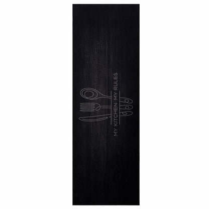 Tappeto da Cucina Posate Nero 180 x 60 cm Velluto