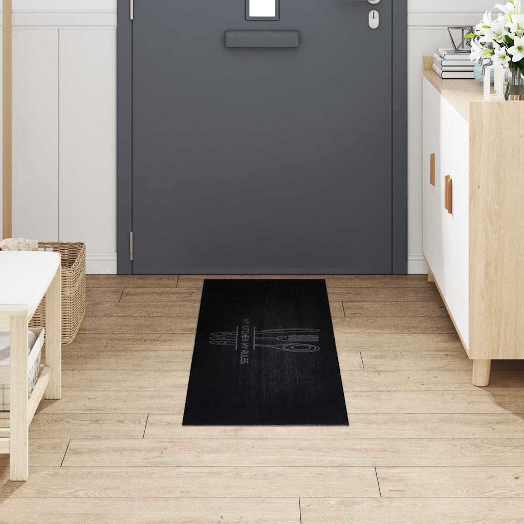 Tappeto da Cucina Nero 150 x 45 cm Velluto