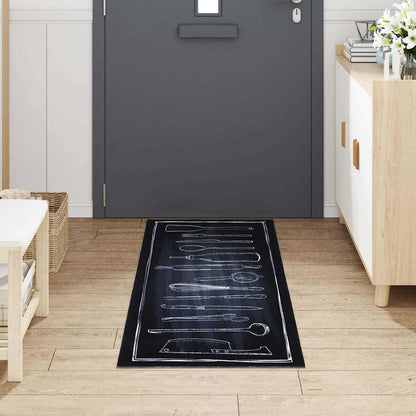Tappeto da Cucina Nero 180 x 60 cm Velluto