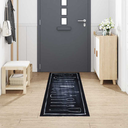Tappeto da Cucina Nero 300 x 60 cm Velluto