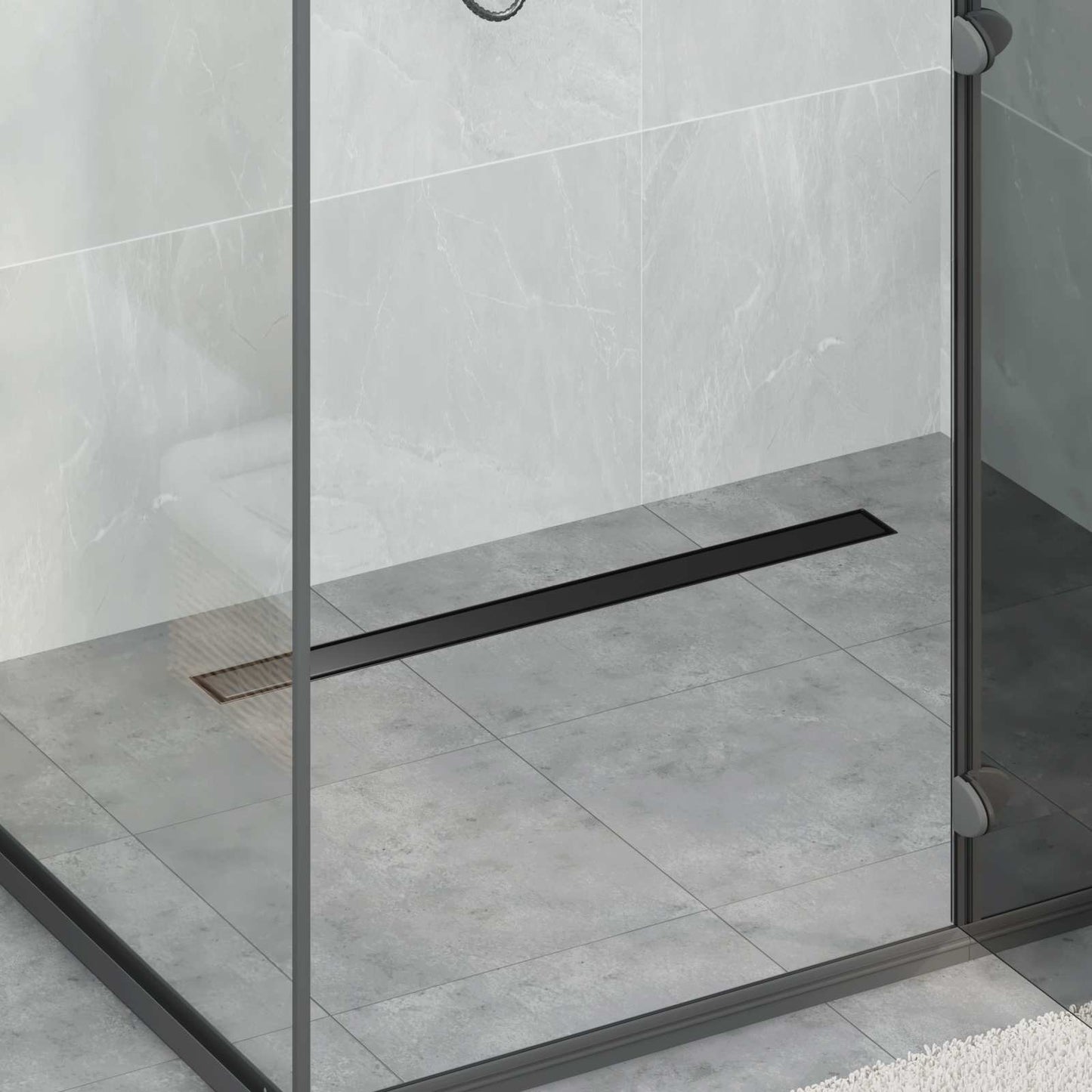 Scarico doccia 2-in-1 con sifone a 360Â° Nero 80 cm