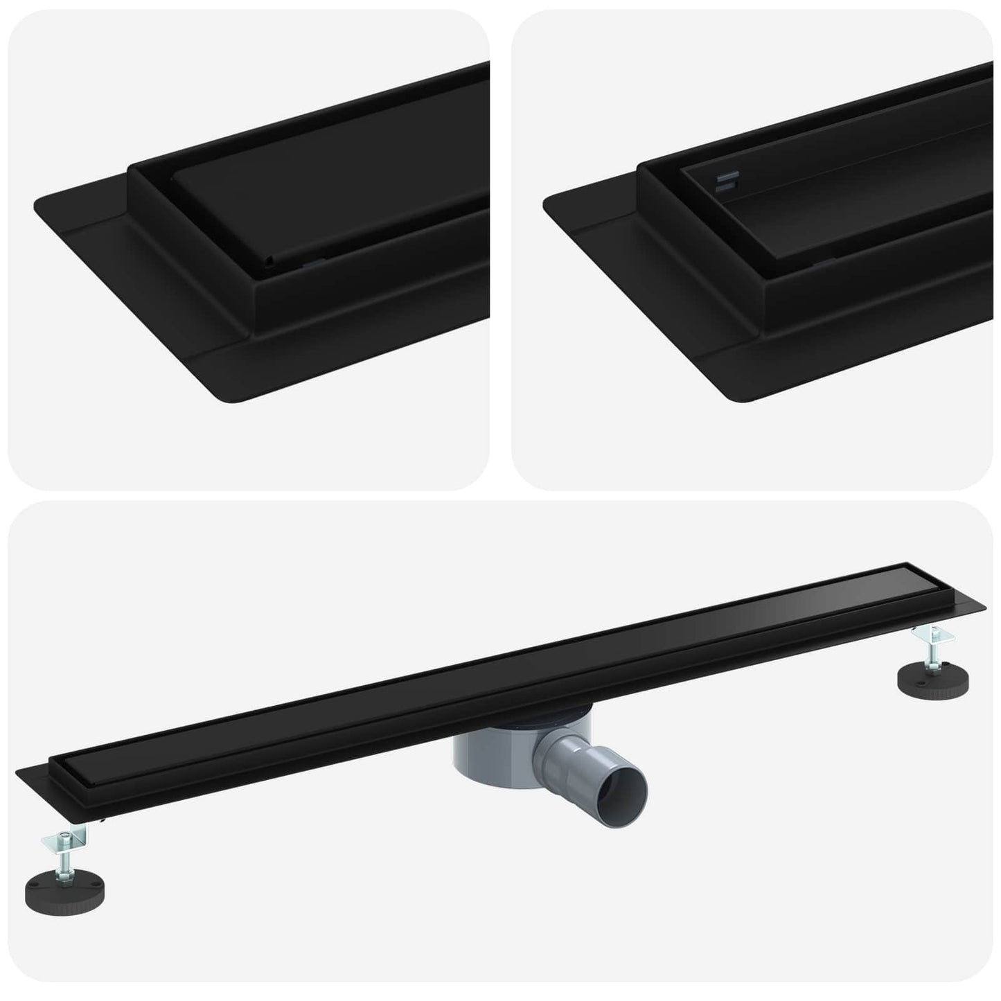 Scarico doccia 2-in-1 con sifone a 360Â° Nero 80 cm