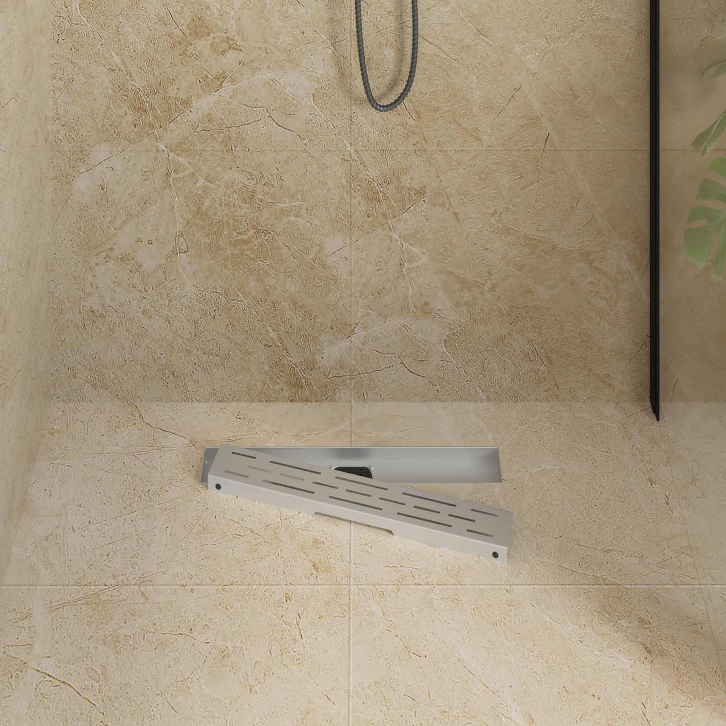 Scarico doccia con copertura in vetro e sifone a 360Â° 50 cm