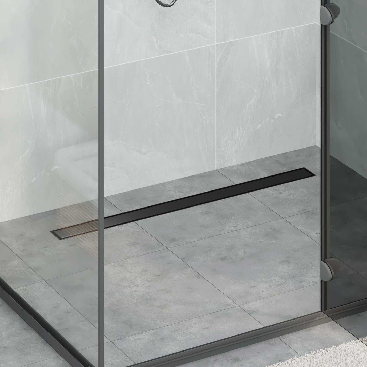 Scarico doccia 2-in-1 con sifone a 360Â° Nero 90 cm