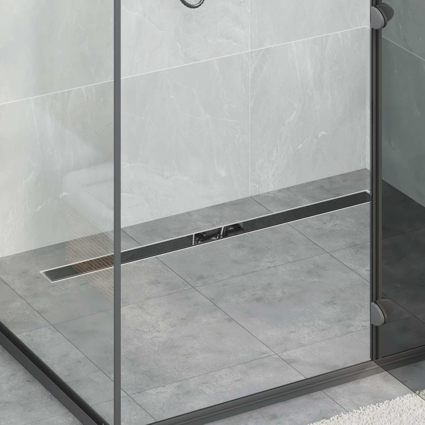 Scarico doccia con copertura in vetro e sifone a 360Â° 100 cm