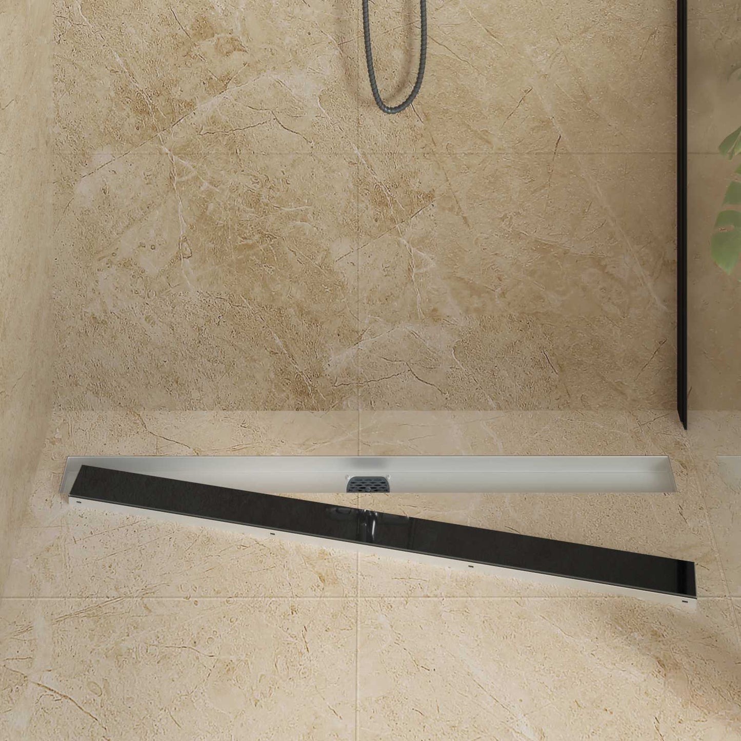 Scarico doccia con copertura in vetro e sifone a 360Â° 100 cm