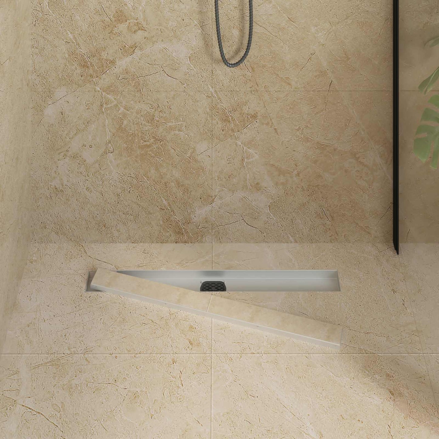 Scarico doccia 2-in-1 con sifone a 360Â° Argento 70 cm