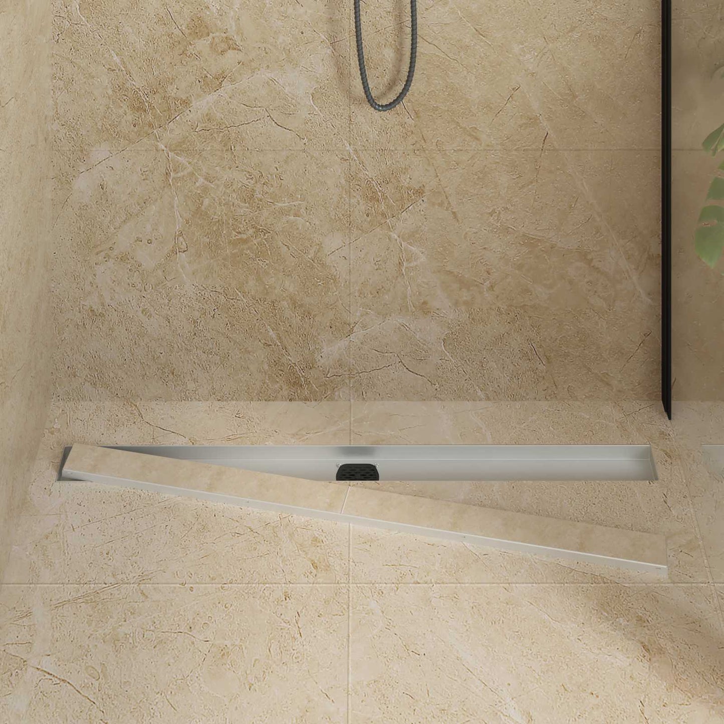 Scarico doccia 2-in-1 con sifone a 360Â° Argento 100 cm