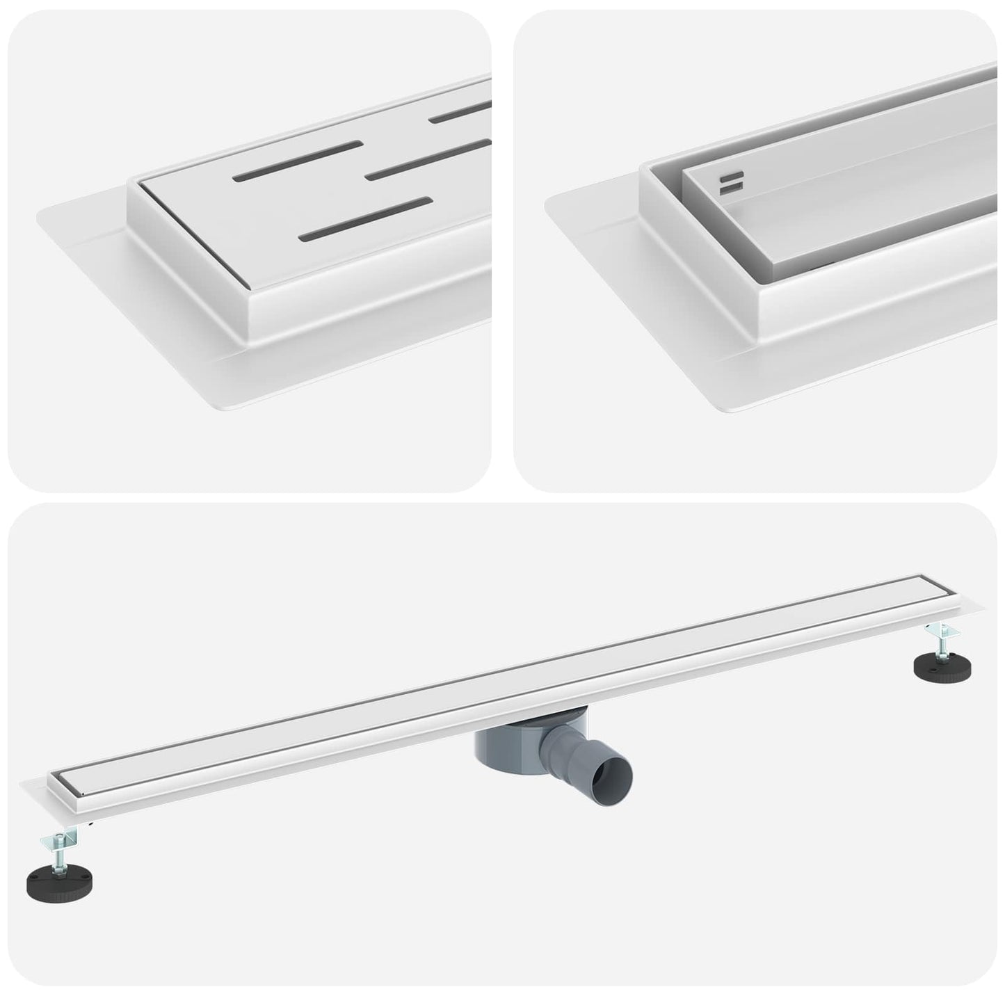 Scarico doccia 2-in-1 con sifone a 360Â° Argento 100 cm