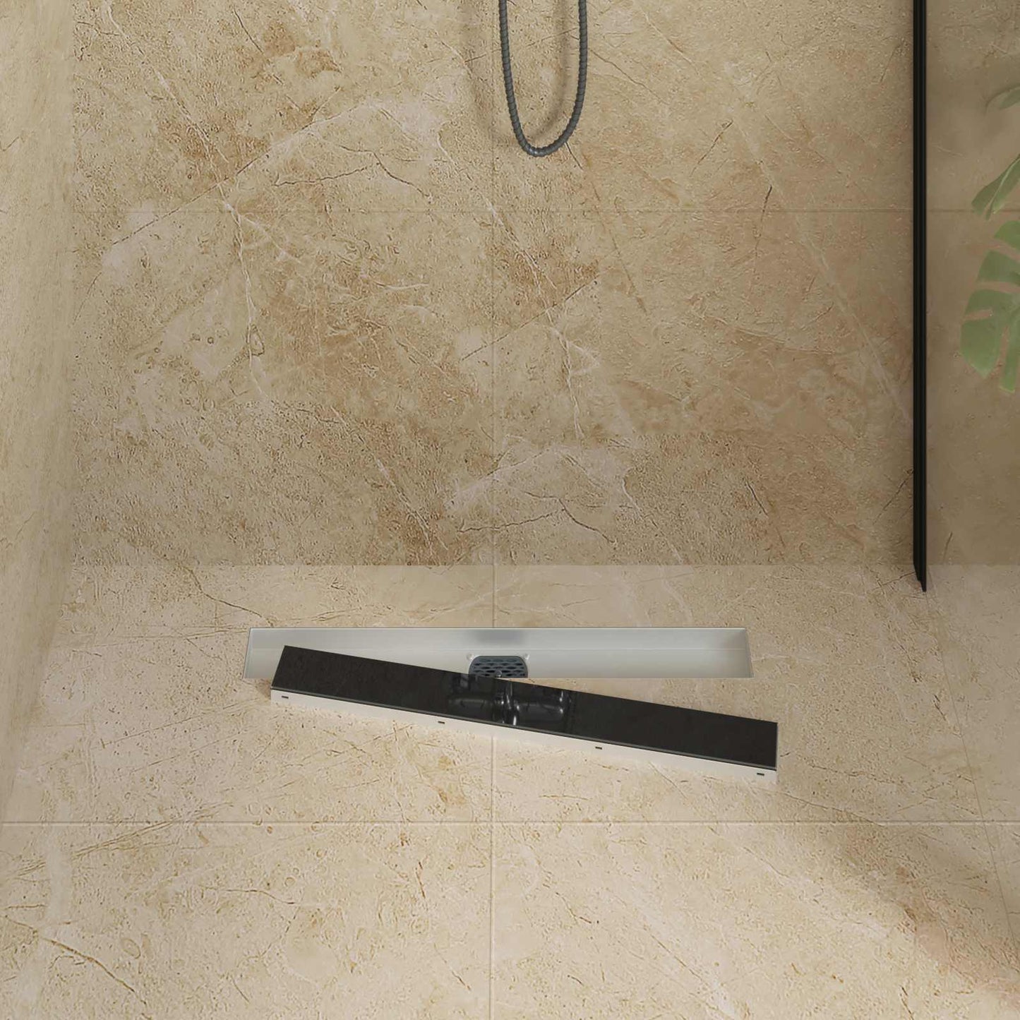 Scarico doccia con copertura in vetro e sifone a 360Â° 60 cm