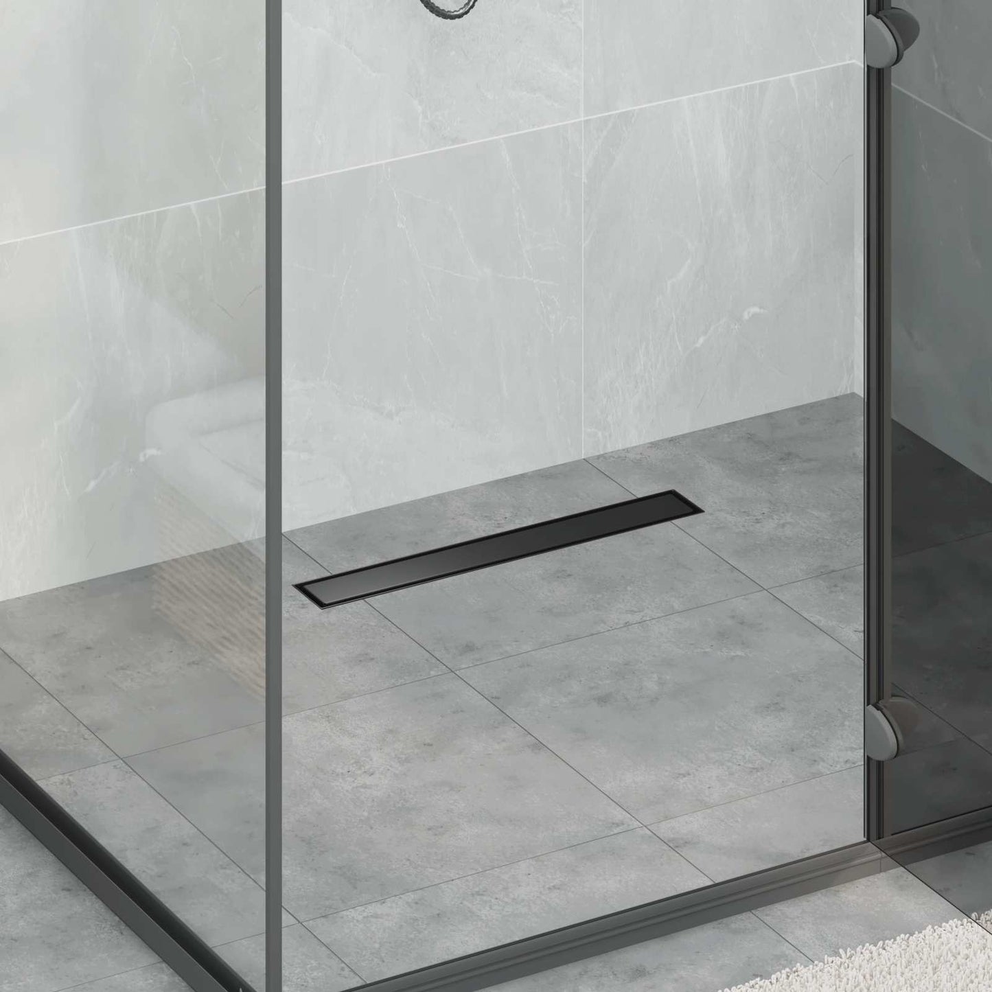 Drenaggio doccia 2 in 1 Nero 60 cm Acciaio Inox 304