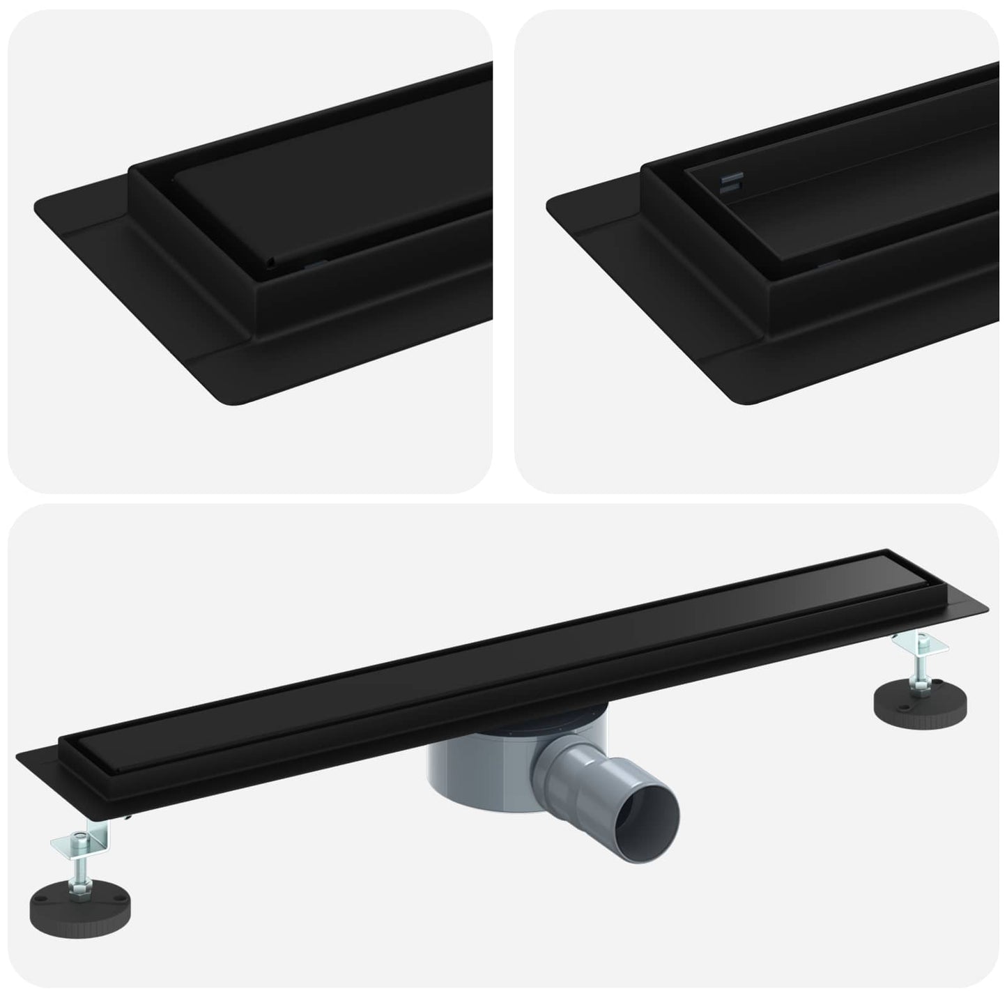 Scarico doccia 2-in-1 con sifone a 360Â° Nero 60 cm