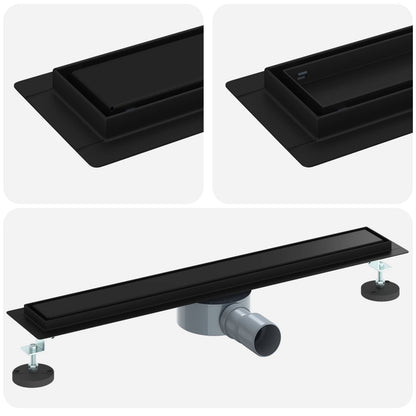 Scarico doccia 2-in-1 con sifone a 360Â° Nero 60 cm
