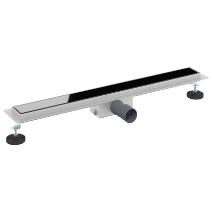 Drenaggio doccia con copertura in vetro Nero 80 cm