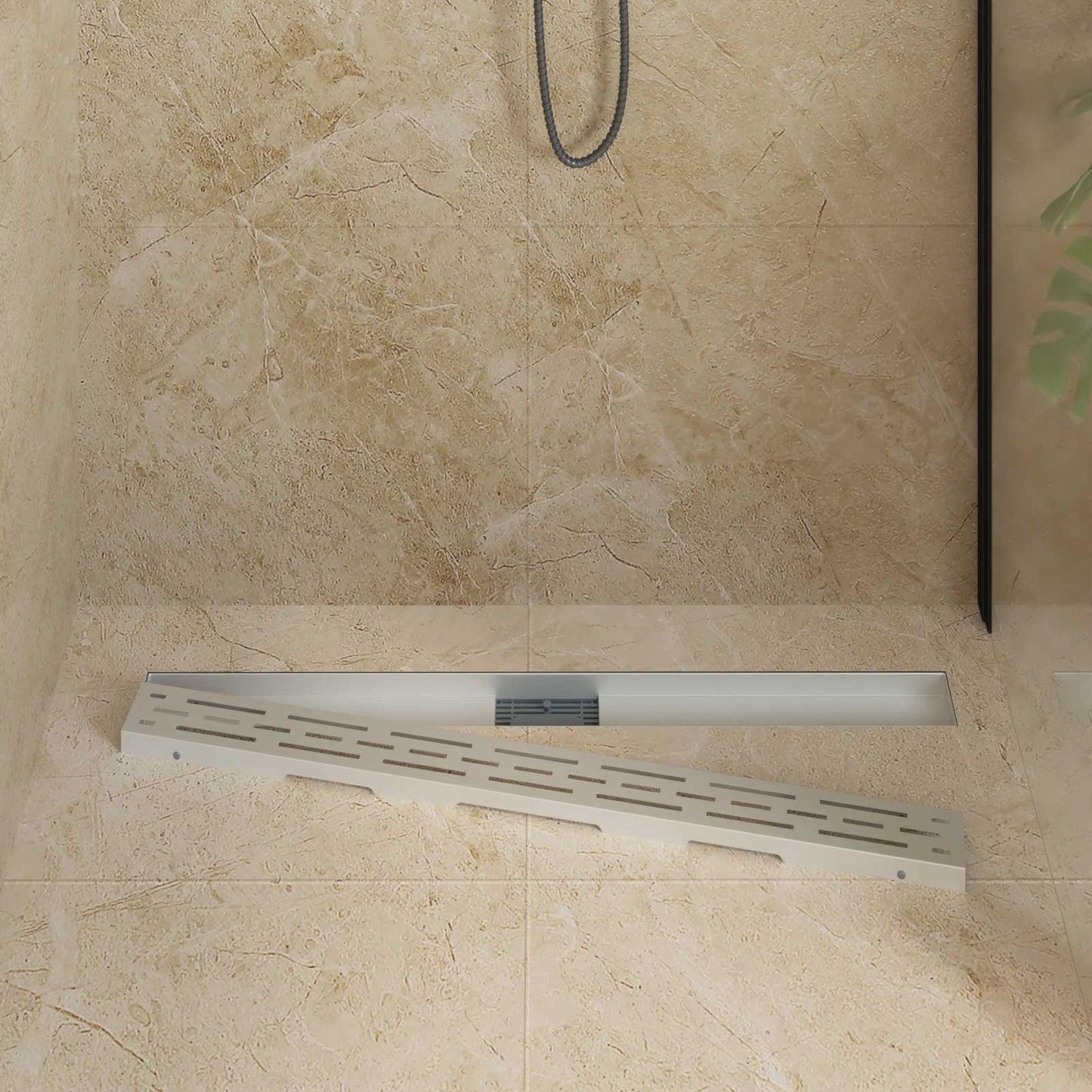 Drenaggio doccia con design a striscia Argento 90 cm