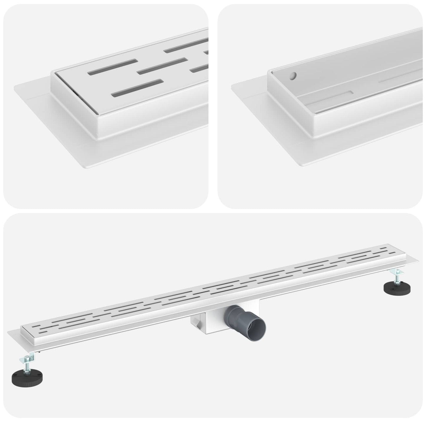 Drenaggio doccia con design a striscia Argento 90 cm