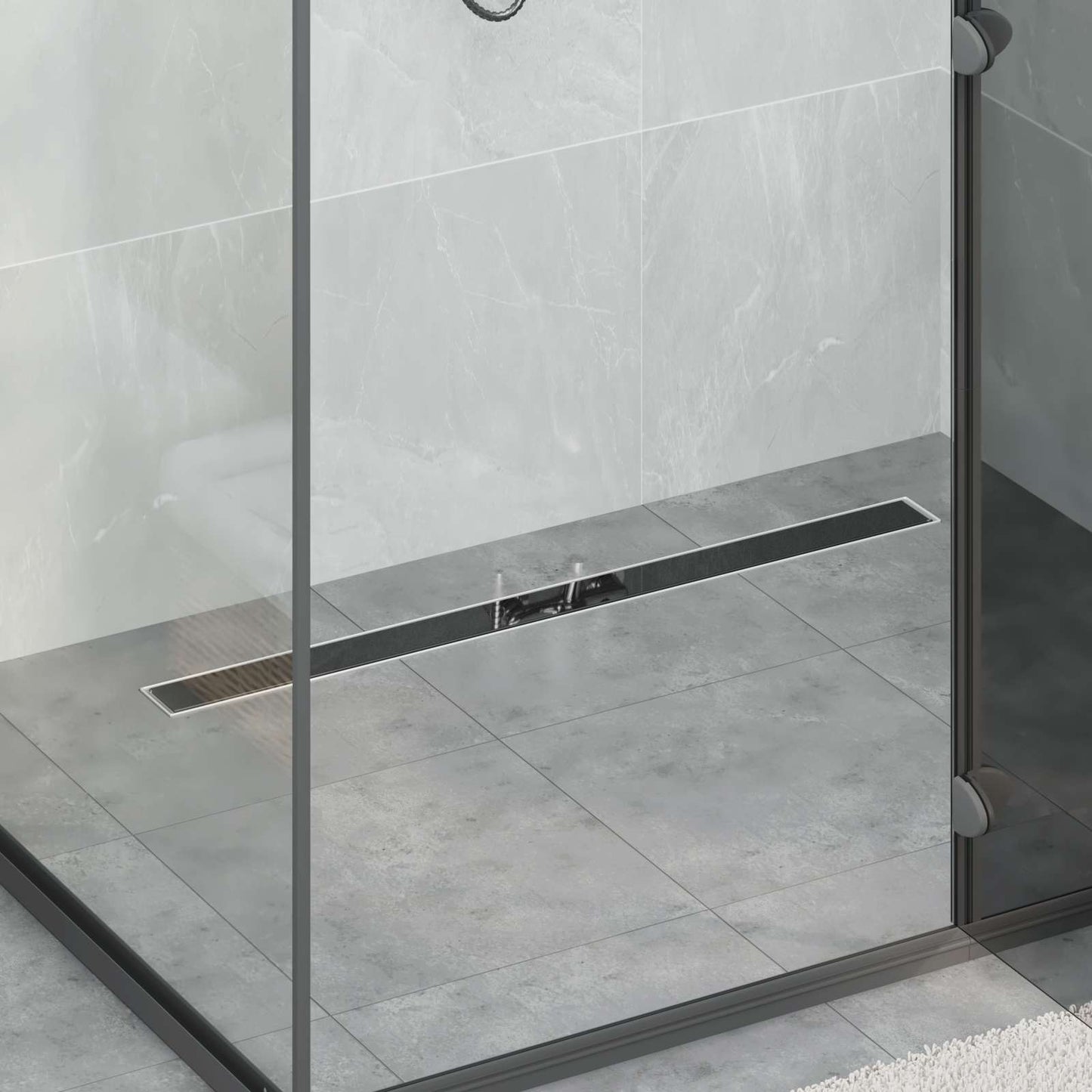 Drenaggio doccia con copertura in vetro Nero 100 cm