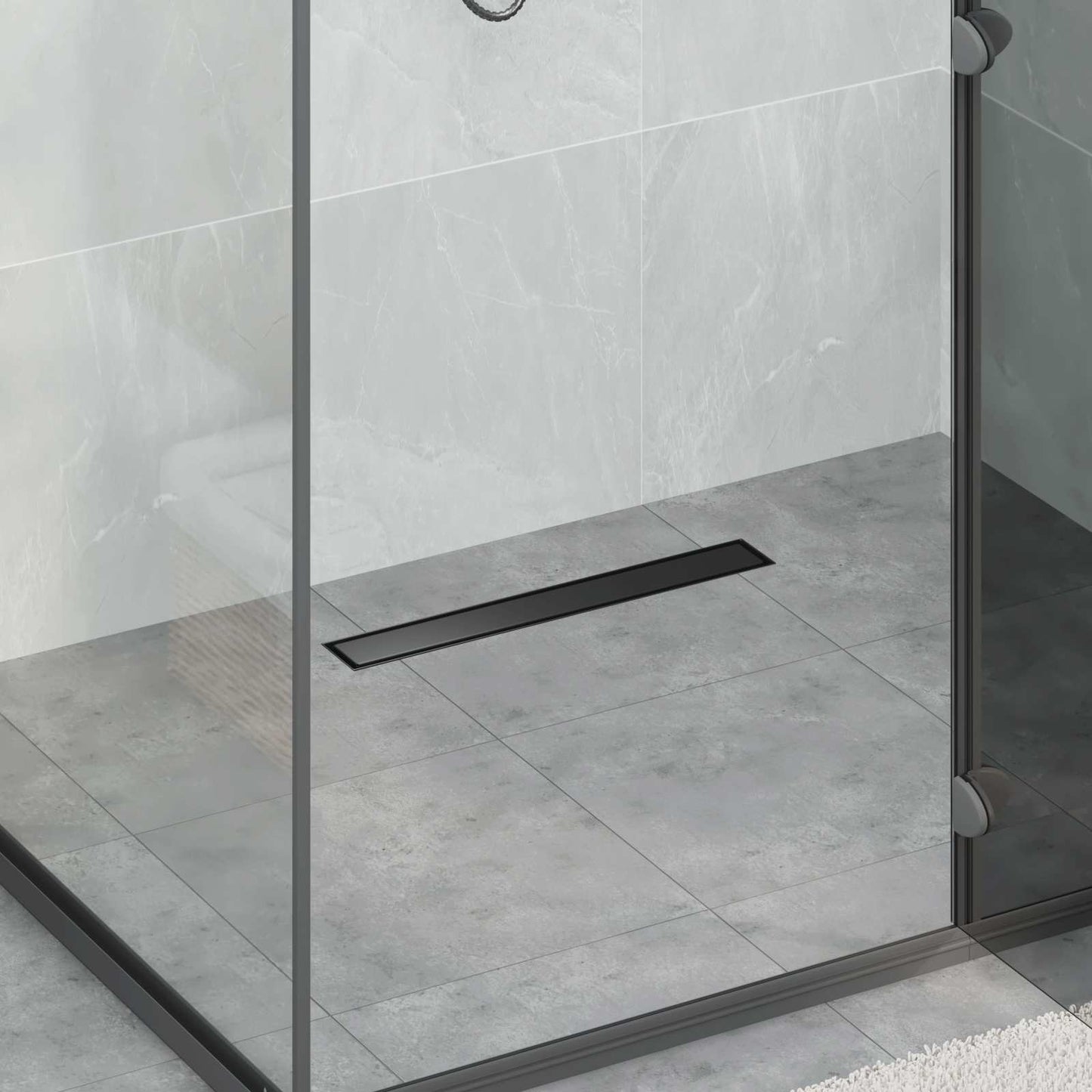 Scarico doccia 2-in-1 con sifone a 360Â° Nero 50 cm