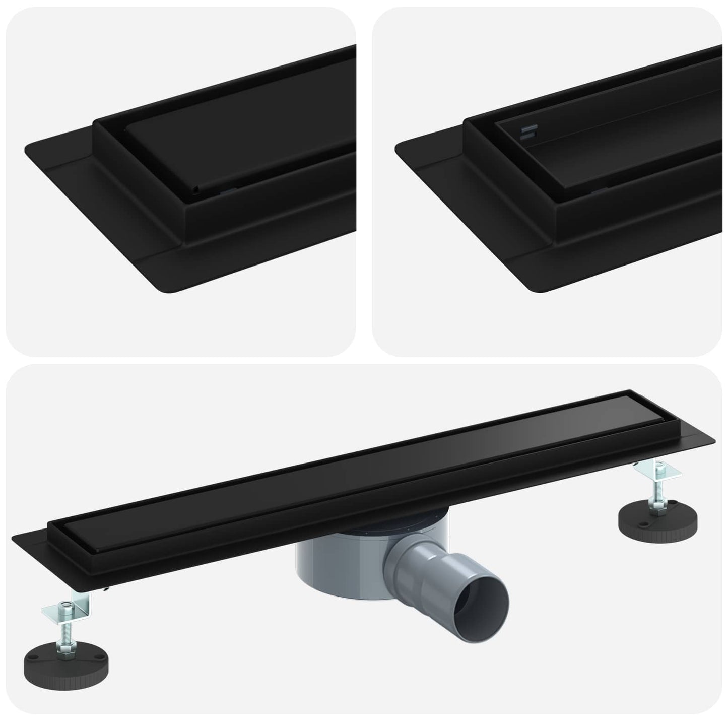 Scarico doccia 2-in-1 con sifone a 360Â° Nero 50 cm