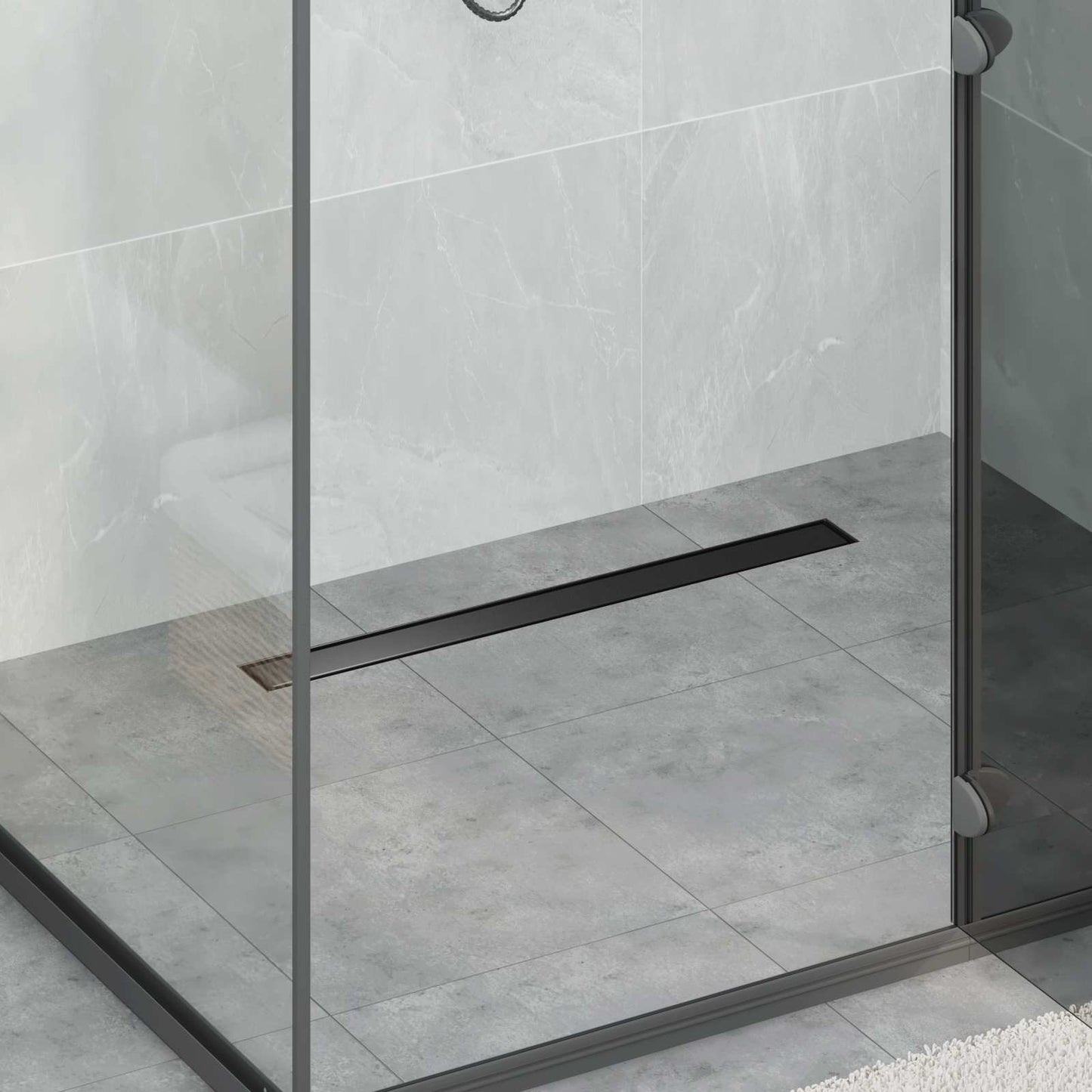 Drenaggio doccia 2 in 1 Nero 70 cm Acciaio Inox 304