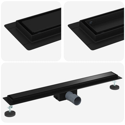Drenaggio doccia 2 in 1 Nero 70 cm Acciaio Inox 304