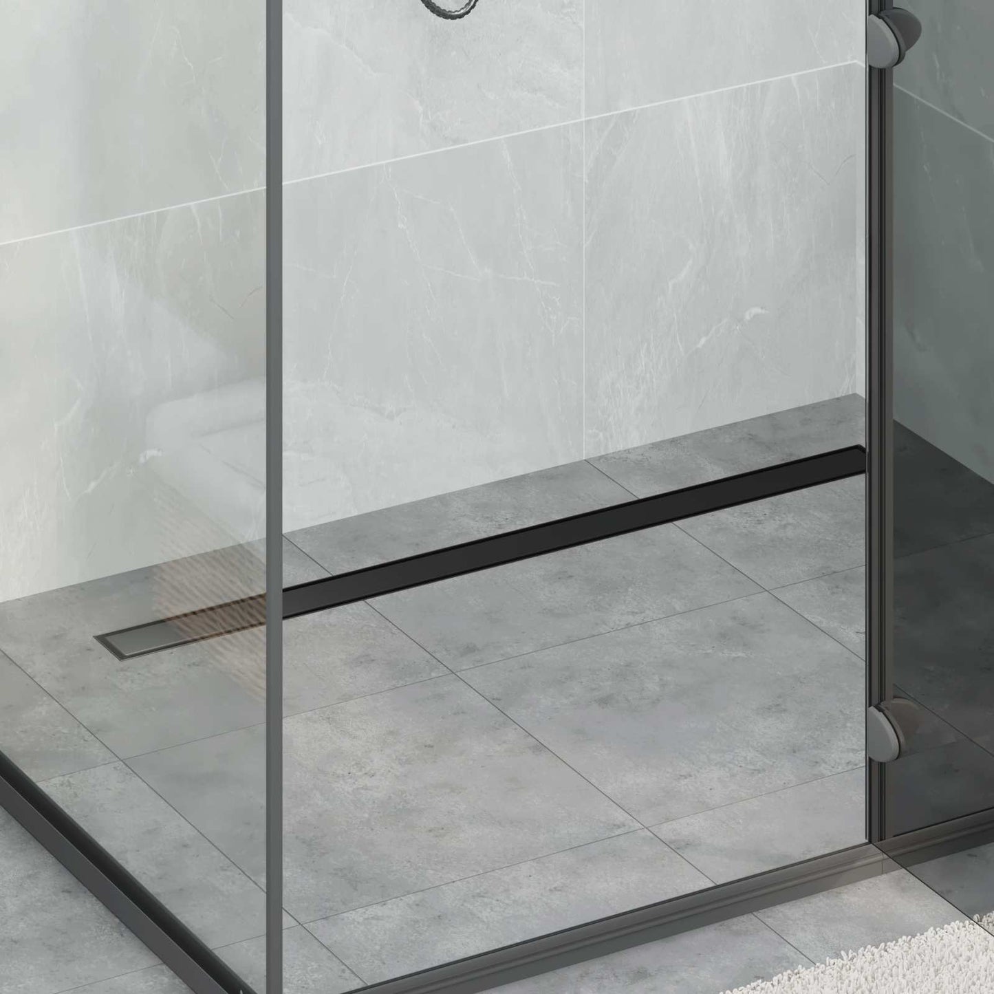 Scarico doccia 2-in-1 con sifone a 360Â° Nero 100 cm