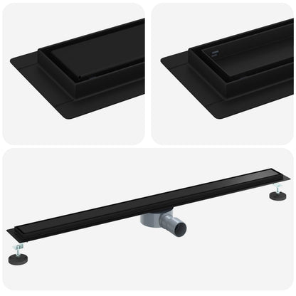 Scarico doccia 2-in-1 con sifone a 360Â° Nero 100 cm