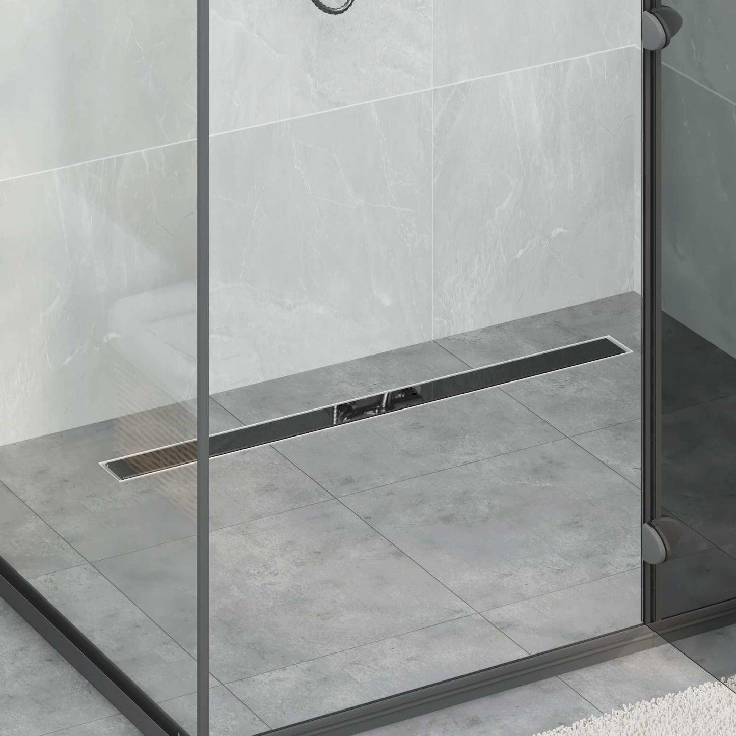Scarico doccia con copertura in vetro e sifone a 360Â° 90 cm
