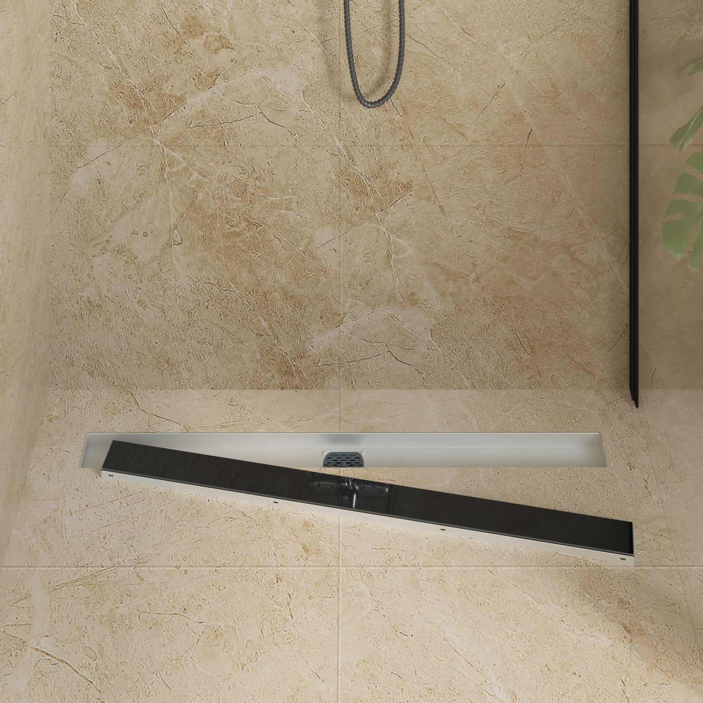 Scarico doccia con copertura in vetro e sifone a 360Â° 90 cm