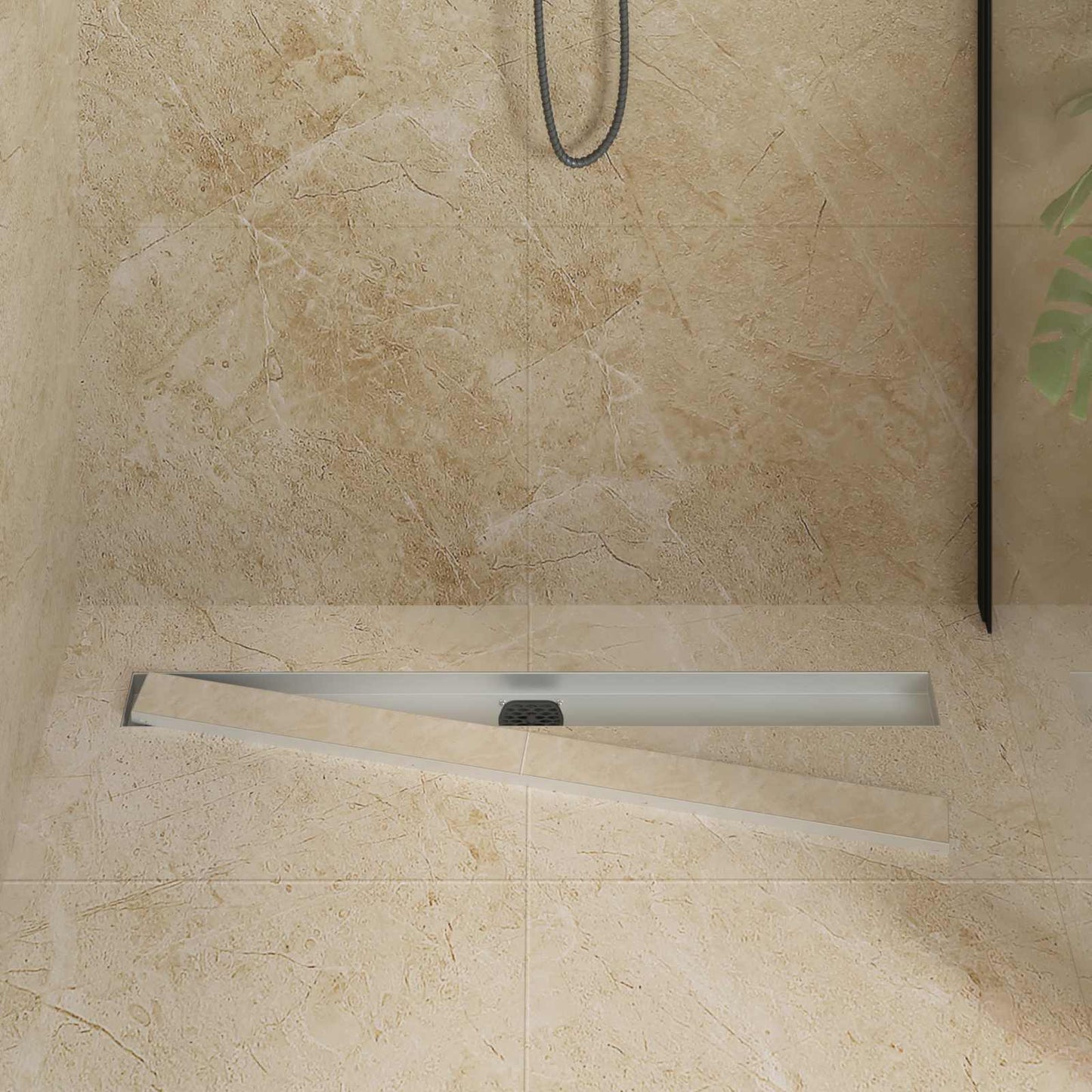 Scarico doccia 2-in-1 con sifone a 360Â° Argento 90 cm