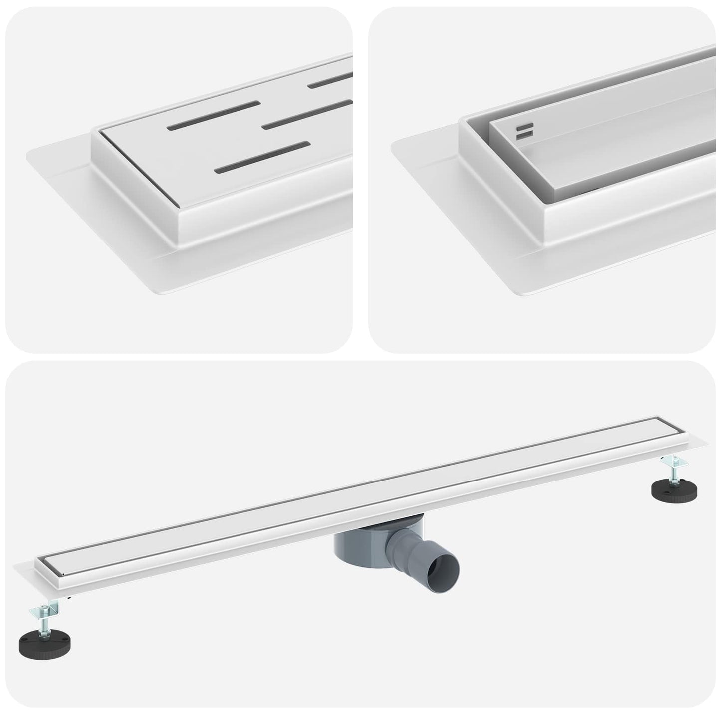 Scarico doccia 2-in-1 con sifone a 360Â° Argento 90 cm