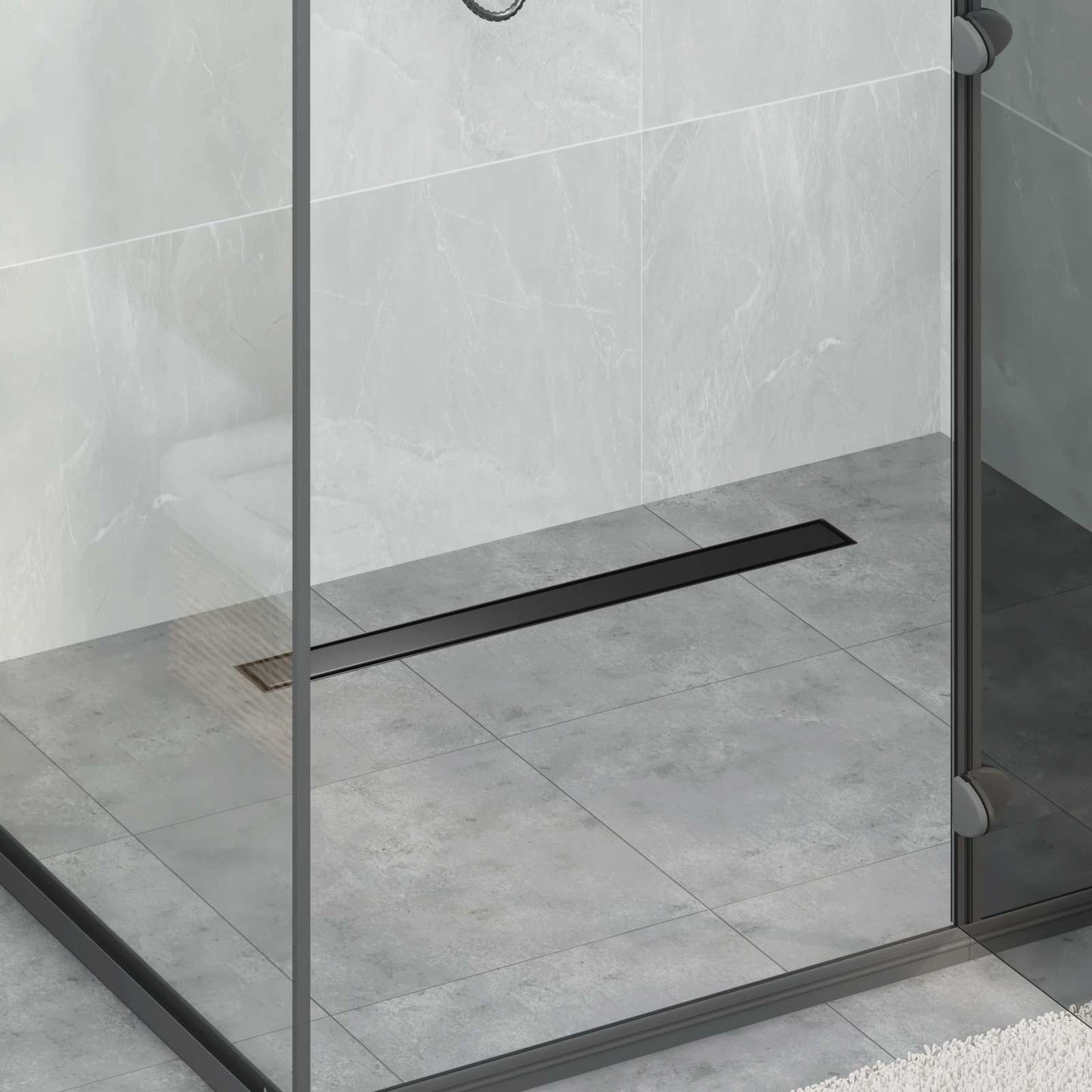 Scarico doccia 2-in-1 con sifone a 360Â° Nero 70 cm