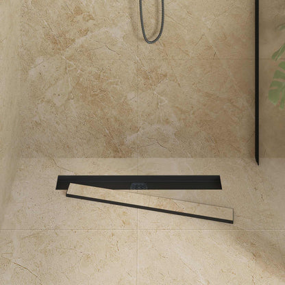 Scarico doccia 2-in-1 con sifone a 360Â° Nero 70 cm
