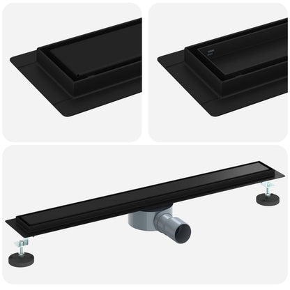 Scarico doccia 2-in-1 con sifone a 360Â° Nero 70 cm