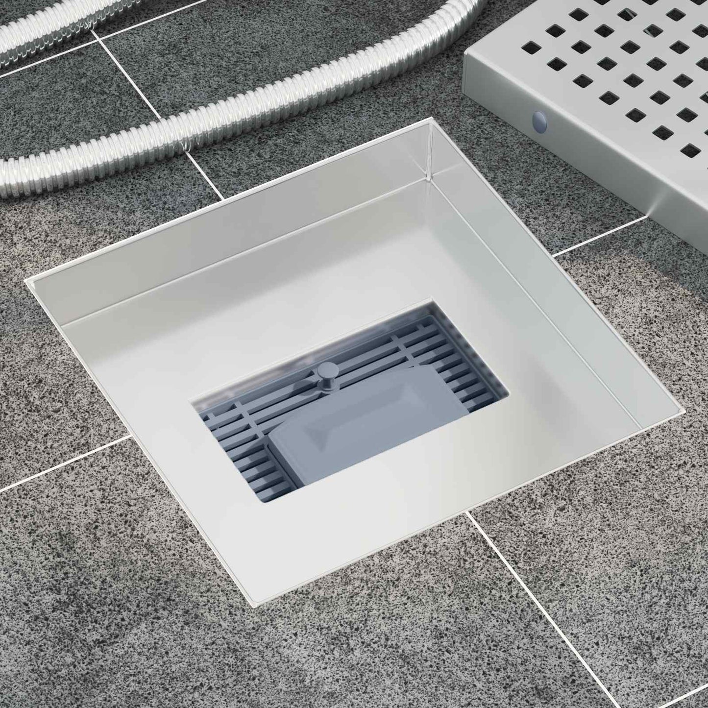 Scarico doccia a pois Argento 20 x 20 cm Acciaio Inox 304