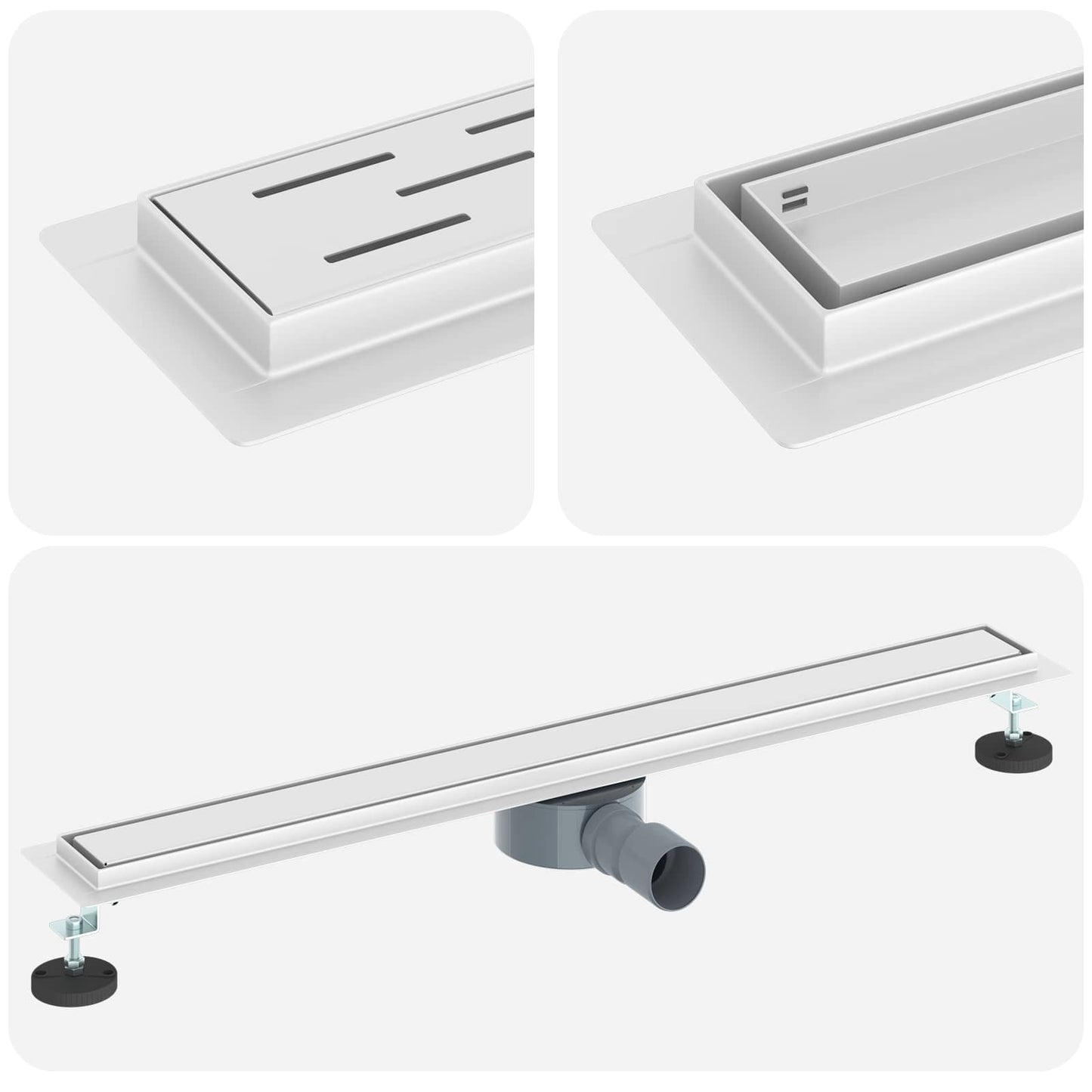 Scarico doccia 2-in-1 con sifone a 360Â° Argento 80 cm