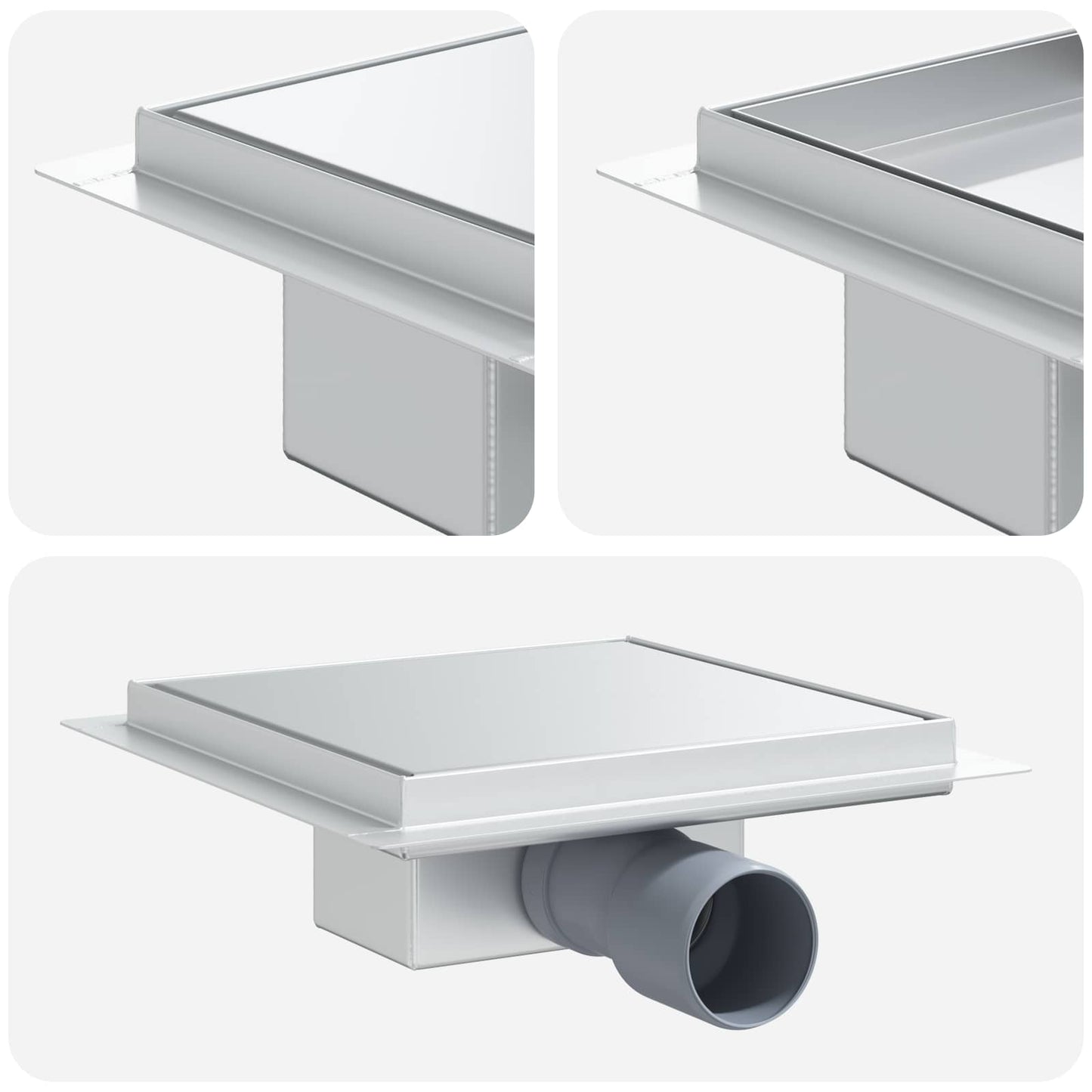 Drenaggio doccia 2 in 1 Argento 20 x 20 cm Acciaio Inox 304