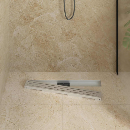 Drenaggio doccia con design a striscia Argento 80 cm
