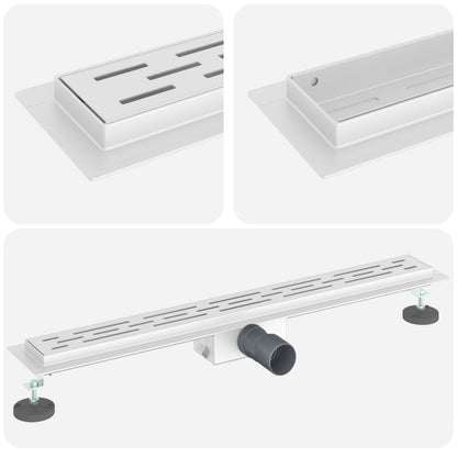 Drenaggio doccia con design a striscia Argento 80 cm