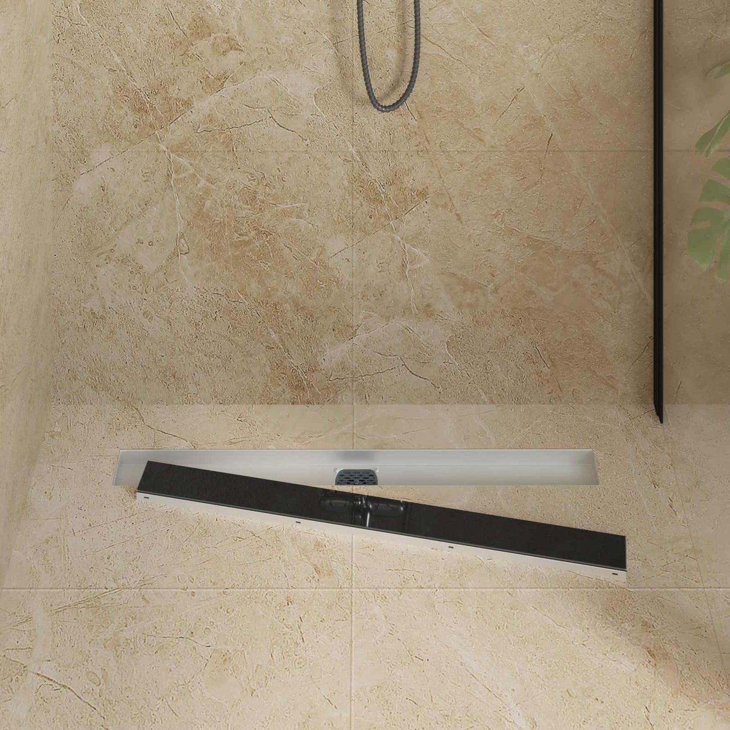 Scarico doccia con copertura in vetro e sifone a 360Â° 80 cm
