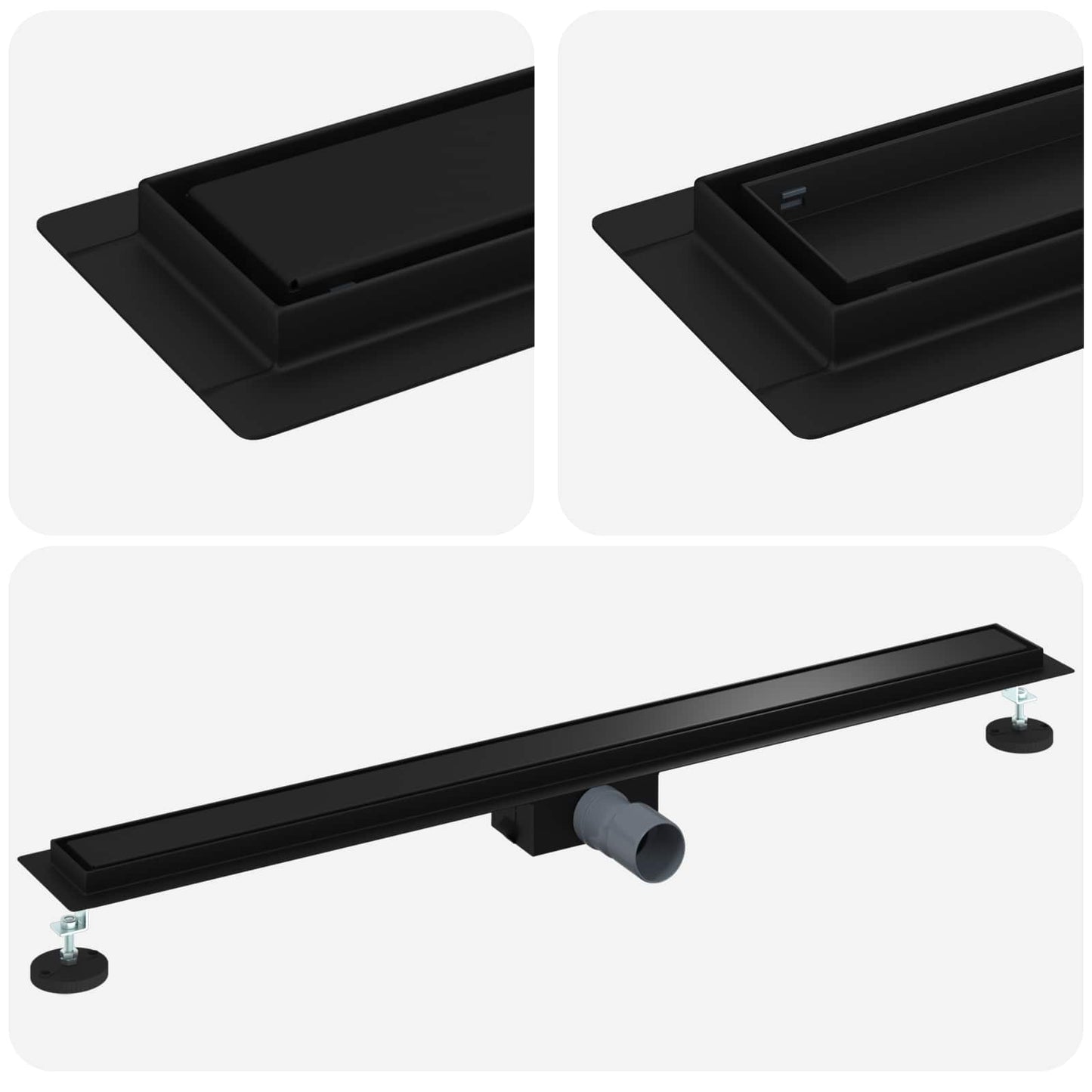 Drenaggio doccia 2 in 1 Nero 90 cm Acciaio Inox 304