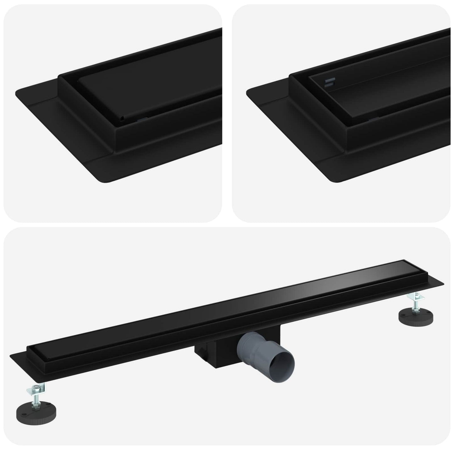 Drenaggio doccia 2 in 1 Nero 80 cm Acciaio Inox 304