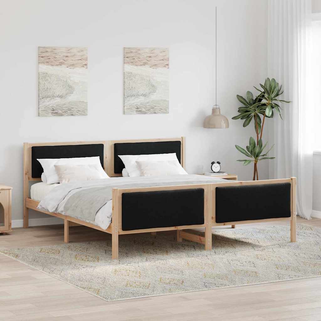 Struttura del letto con testiera Nero 200 x 200 cm Tessuto