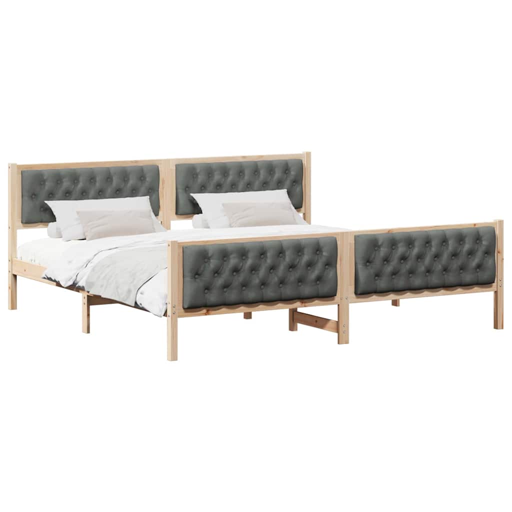 Struttura del letto Grigio scuro 200 x 200 cm Pino massello