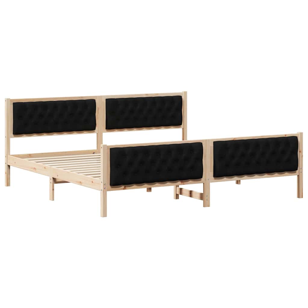 Struttura del letto Nero 200 x 200 cm Pino massello