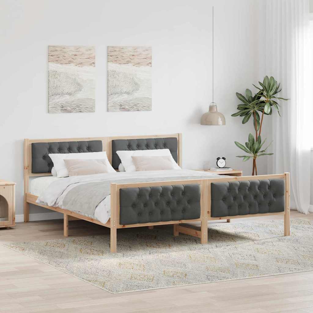 Struttura del letto Grigio scuro 160 x 200 cm Pino massello