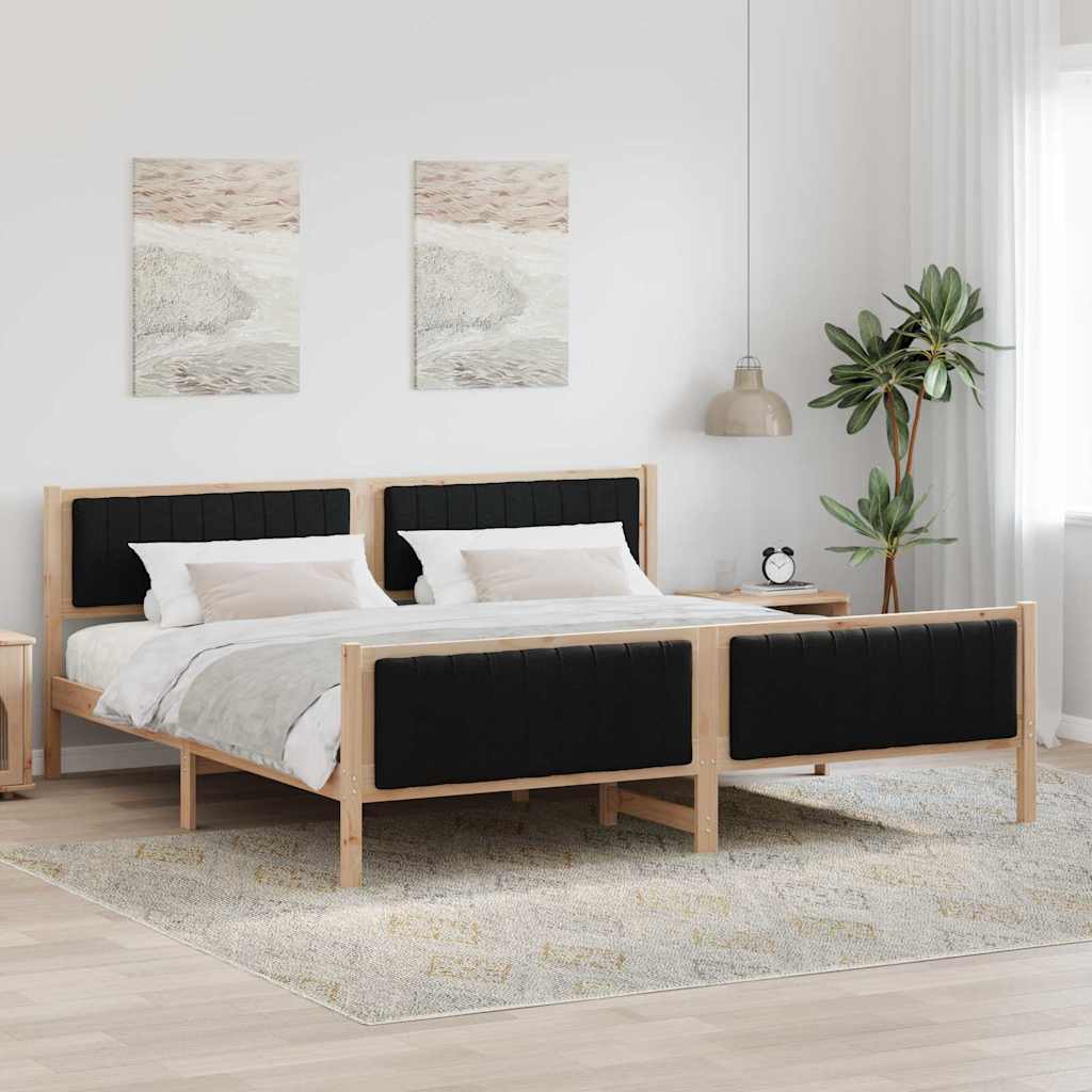 Struttura del Letto con testiera Marrone e nero 200 x 200 cm