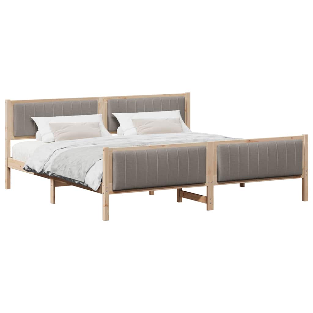 Struttura del Letto con testiera Marrone e taupe 200 x 200 cm