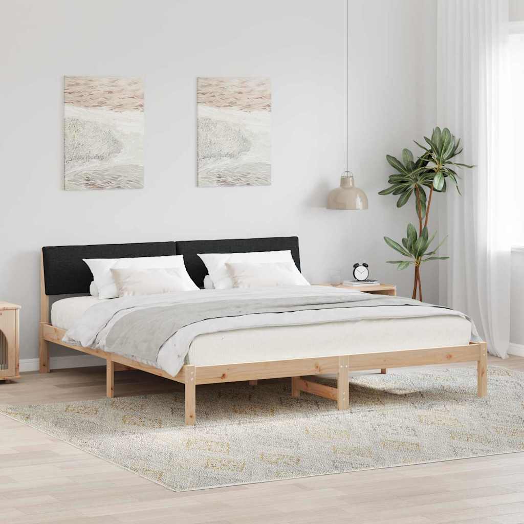 Struttura del Letto con testiera Marrone e nero 200 x 200 cm