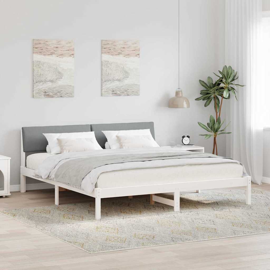 Struttura del Letto Bianco e grigio chiaro 200 x 200 cm